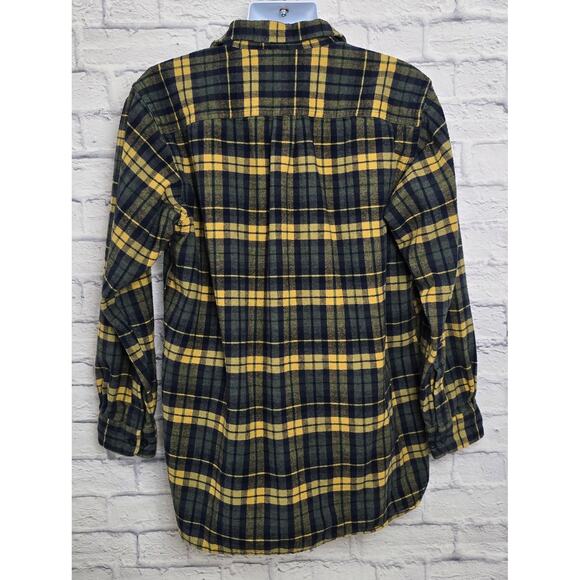 L.L.Bean Shirt Mens Size Large Tall Flannel Yellow Blue Plaid - Picture 2 of 16